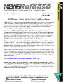 Press release announcing the Final Environmental Impact Statement