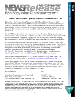 Press release announcing the Draft Environmental Impact Statement