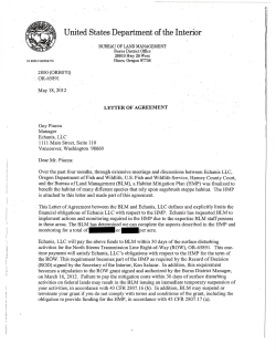 Habitat Mitigation Plan Letter of Agreement