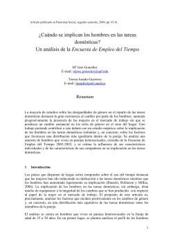 Cu&aacute;ndo se implican los hombres en las tareas dom&eacute;sticas? Un an&aacute;lisis de la Encuesta de Empleo del Tiempo