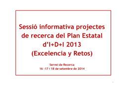 Presentaci de la convocat ria - sol licitud, mem ria 2014