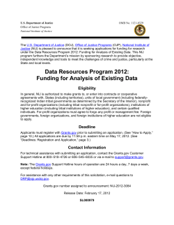 Data Resources Program 2012: Funding for Analysis of Existing Data