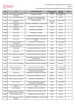 Annex 1: llistat provisional d'estudiants adjudicataris de pla a d'intercanvi