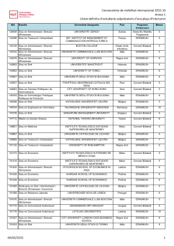 Annex 1 Llistat definitiu d'estudiants adjudicataris de pla a d'intercanvi