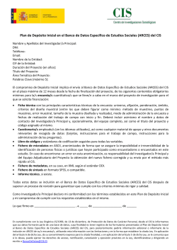 Plan dep sito inicial en el Banco de Datos (CIS)
