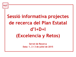 Presentaci de la convocat ria pel Servei de Recerca