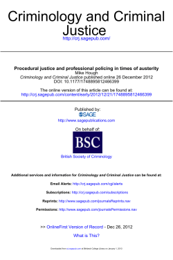 Procedural justice and professional policing in times of austerity,