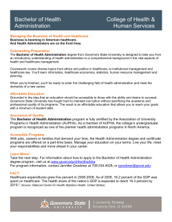 Bachelor of Health Administration Fact Sheet