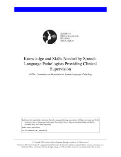 Knowledge and Skills Needed by Speech-Language Pathologists&nbsp;