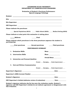 Evaluation of Student's Prac Performance 5-5-2014