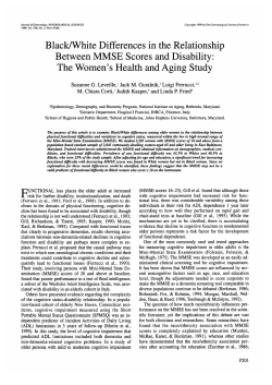 Leveille SG, Guralnik JM, Ferrucci L, Corti MC, Kasper JD and Fried LP. 1998. Black/White Differences in the Relationship of Disability to MMSE Scores: The Women&rsquo;s Health and Aging Study. J of Gerontology: Psychological Sciences B53(3):P201-P208.