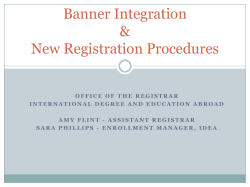 Banner Integration New Registration Procedures