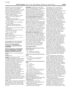 Call for Expressions of Competitive Interest; Possible Sale of Federal Minerals, Esmeralda County, NV