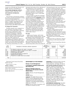 Notice of Change of Hours of Operation for the Southern Nevada District Office