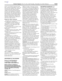 Notice of Intent To Prepare an Environmental Impact Statement for the Proposed Hycroft Mine Expansion Phase II, Humboldt and Pershing Counties, NV