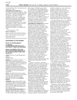 Notice of Availability of the Final Environmental Impact Statement for the Long Canyon Mine Project, Elko County, NV