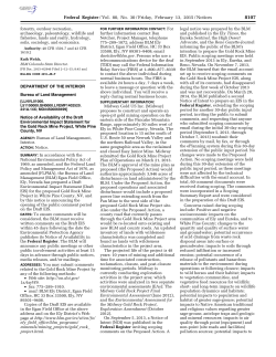 Notice of Availability of the Draft Environmental Impact Statement for the Gold Rock Mine Project, White Pine County, NV