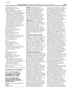 Notice of Availability of the Winnemucca District Resource Management Plan and Record of Decision, NV