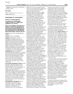 Notice of Availability of the Record of Decision for the Final Supplemental Environmental Impact tatement and the Proposed Resource Management Plan Amendment for the Silver State Solar South Project, Clark County, NV