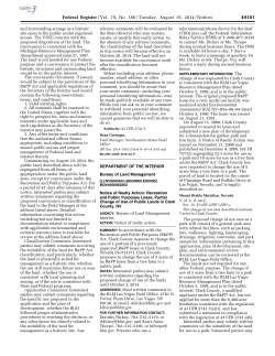 Notice of Realty Action: Recreation and Public Purposes Lease, Partial Change of Use of Public Lands in Clark County, NV