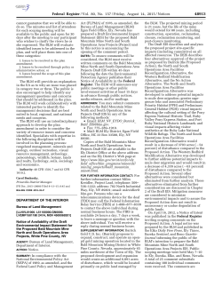 Federal Register Notice FRN 2015-19924 Notice of Availability of the Draft Environmental Impact Statement for the Proposed Bald Mountain Mine North and South Operations Area Projects, White Pine County, NV