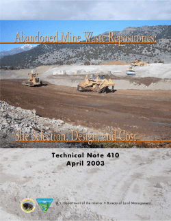 Abandoned Mine Waste Repositories : Site selection, design, and cost