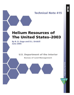 Helium Resources of the United States-2003