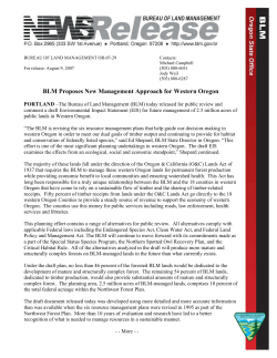 News Release - BLM Proposes New Management Approach for Western Oregon