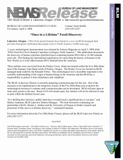 Fossil Discovery News Release