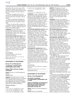 Federal Register Notice for the West Butte Wind Project