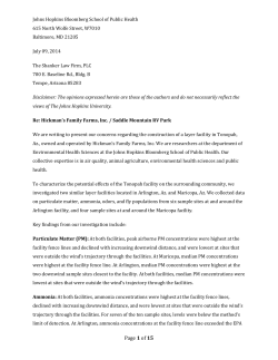 Letter to Present Concerns Over Construction of Layer Facility in Arizona