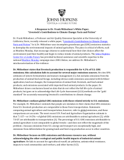 A letter to Dr. Frank Mitloehner&rsquo;s White Paper re: Livestock&rsquo;s Contributions to Climate Change: Facts and Fiction