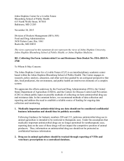 Comment to FDA on Antimicrobial Drug Use and Resistance Data Collection