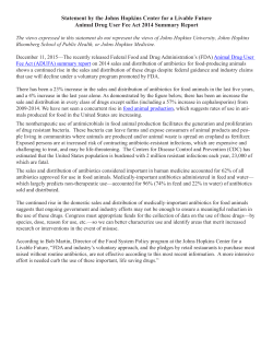 Center for a Livable Future Statement on the Animal Drug User Fee Act (ADUFA) 2014 Summary Report.