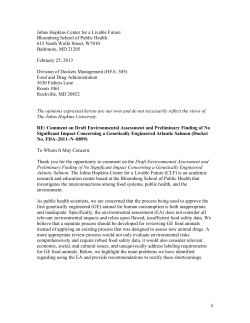 Comment to FDA on Draft Environmental Assessment and Preliminary Finding of No Significant