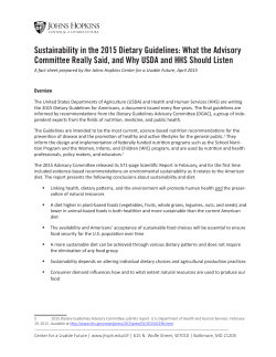 Sustainability in the 2015 Dietary Guidelines: What the Advisory Committee Really Said, and Why USDA and HHS Should Listen