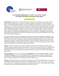 The Potential Implications of CALIF v. City of Los Angeles for Mental and Behavioral Health Preparedness