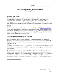 CHA Summary Form is available in PDF format