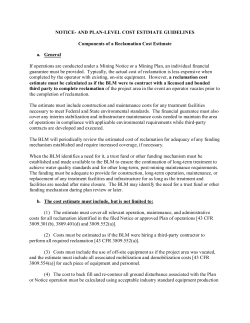 Notice-and Plan-Level Cost Estimate Guidelines