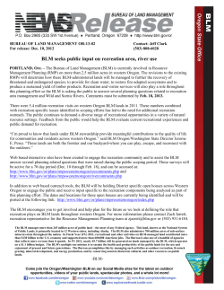 Press release announcing recreation planning effort