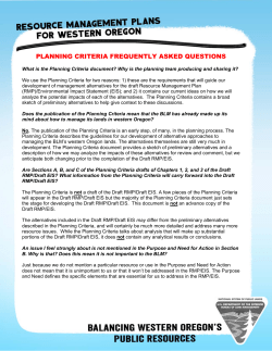 Planning Criteria Fact Sheet