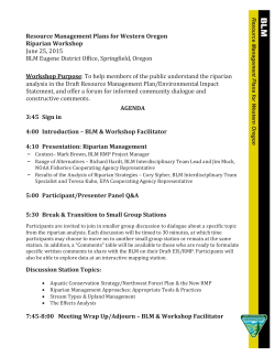 Riparian Workshop Agenda
