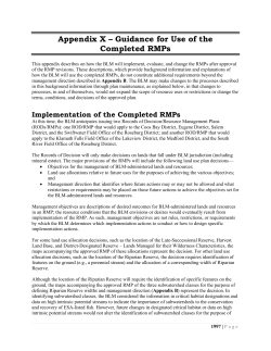Appendix X - Guidance for Use of the Completed RMPs