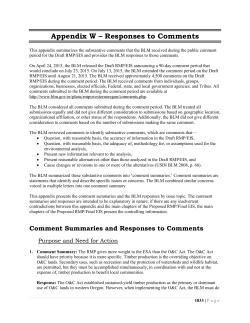 Appendix W - Responses to Comments