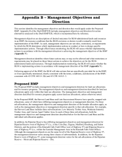 Appendix B - Management Objectives and Direction