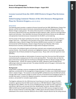 Lessons Learned and Initial Scoping Summary document