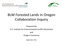 BLM Forested Lands in Oregon Collaboration Inquiry (September 2011)