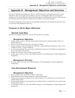 Appendix B- Management objectives and direction