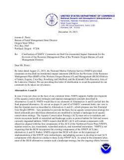 National Marine Fisheries Service Clarification Comments