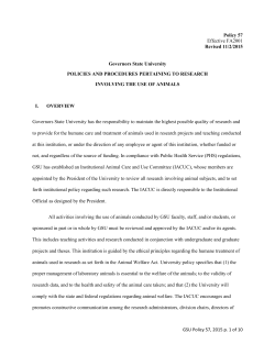 Policy 57: Policies and Procedures Pertaining to Research Involving the Use of Animals
